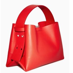 COS folded leather mini cross body leather bag - red (sold out)